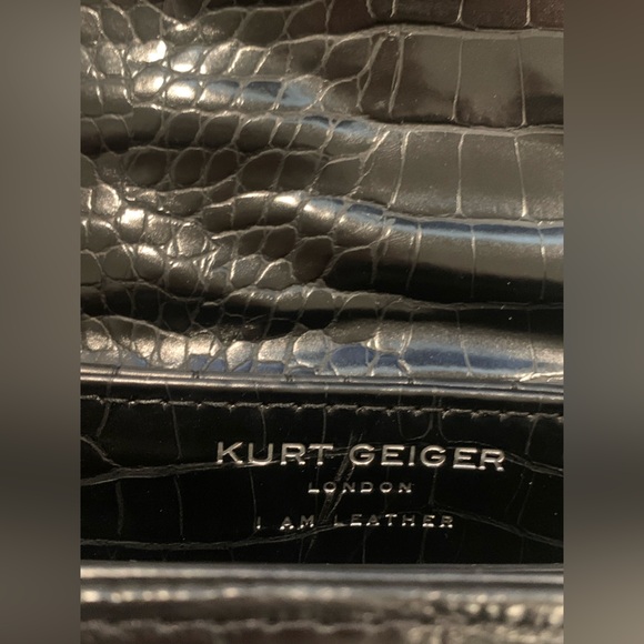 Kurt Geiger London Black Croc Embossed Leather Shoulder bag with Metallic Strap - Picture 5 of 9